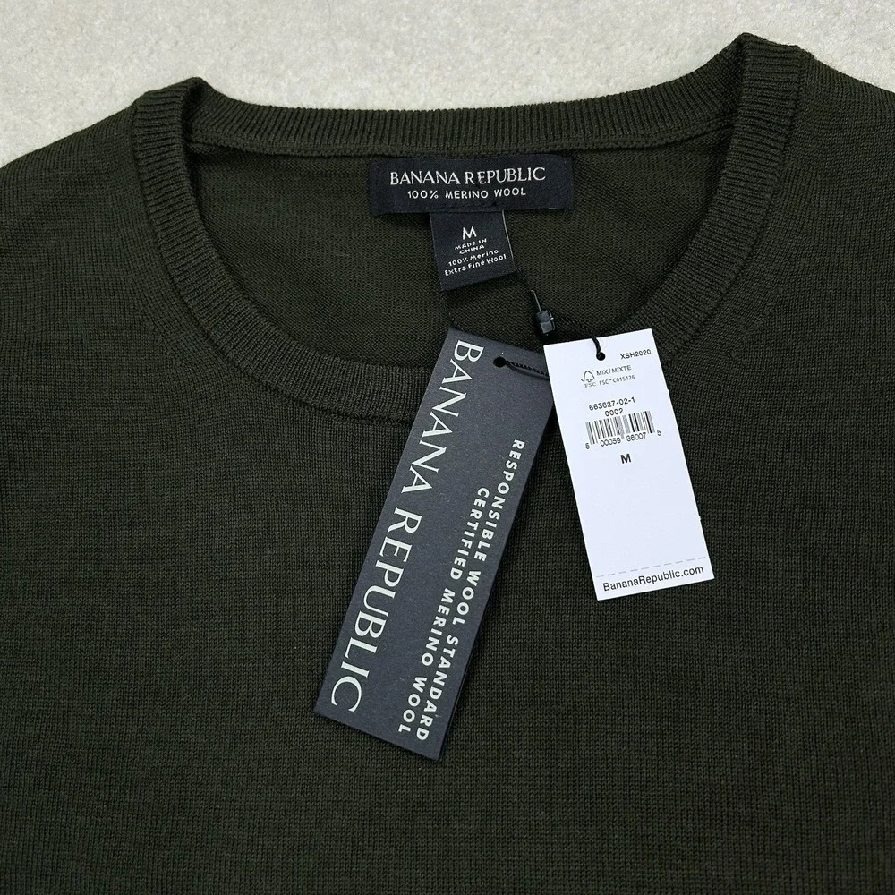 Banana Republic Merino Wool Sweater Mens Medium Crewneck Lightweight Preppy